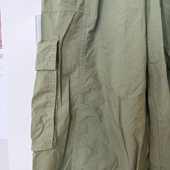 Aerie Army Green Baggy Cargo Pants Size Large Elastic Waist Drawstring Wide Leg - Picture 6 of 11